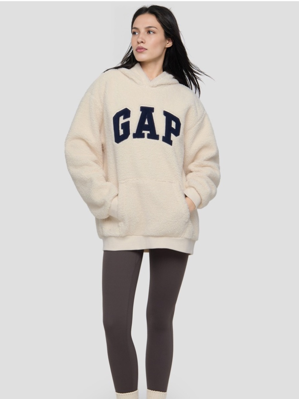 GAP oversized ivory white logo hoodie Teddy size SM